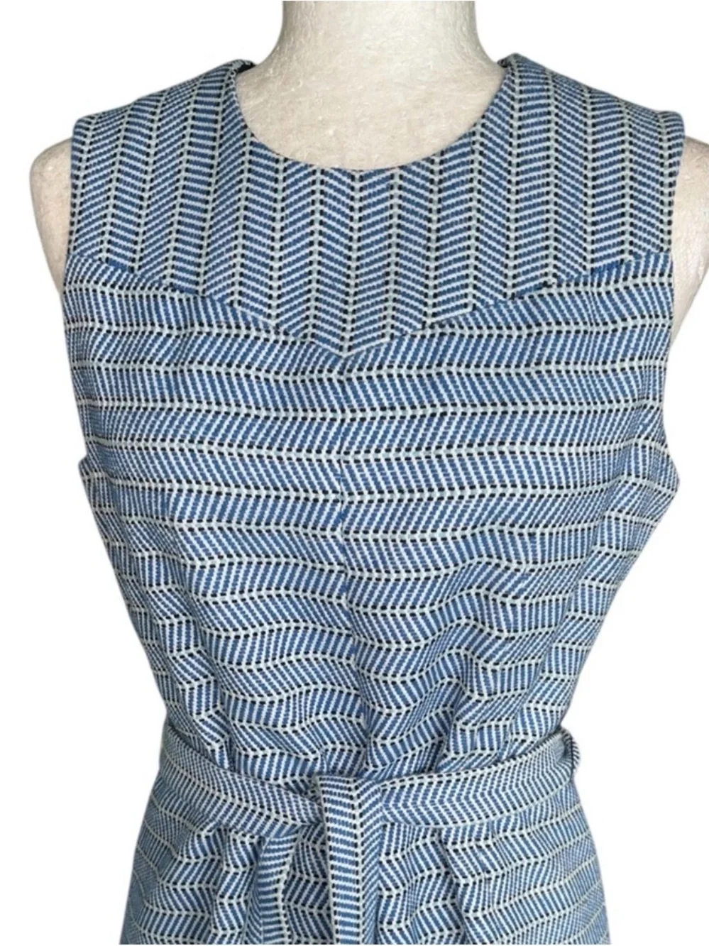 J. Crew Light Blue Sleeveless Belted Shift Dress